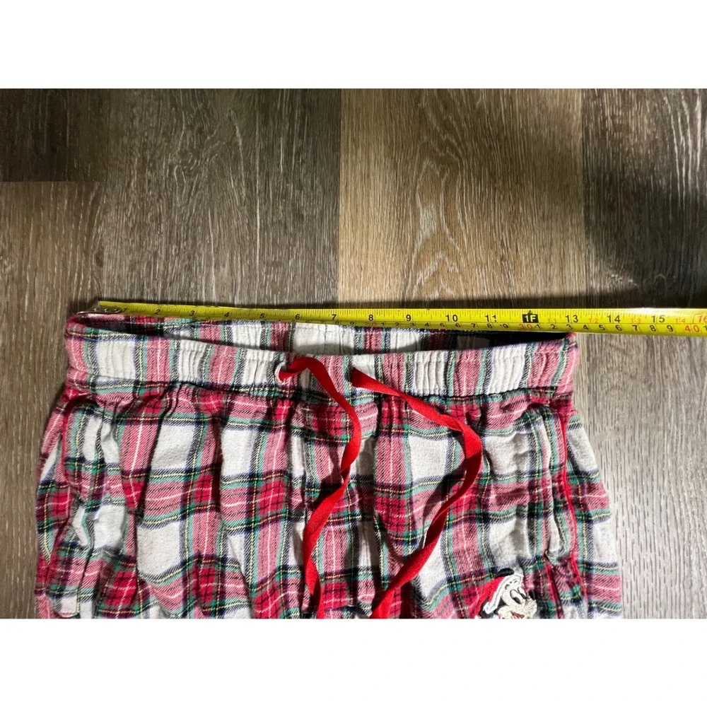 Disney Pajama Pants Mens S Red White Plaid Mickey Mouse Holiday Flannel - Picture 3 of 8